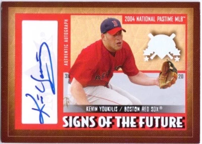 Tarjeta automática Kevin Youkilis 2004 Fleer National Pasatime/52 autógrafo Foto 1 de 2