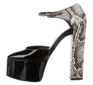 995 $ neu im Karton Giuseppe Zanotti SCHWARZ LACKLEDER PYTHON PLATEAU HEELS GRÖSSE 8,5 38,5 - Bild 1 von 5