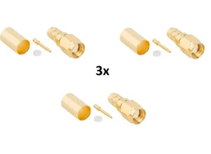 AMPHENOL 132231 RF KONCENTRYCZNY SMA PROSTE ZŁĄCZE WTYCZKI ZACISKOWEJ 50OHM LMR240 RG8X 3szt - Zdjęcie 1 z 4