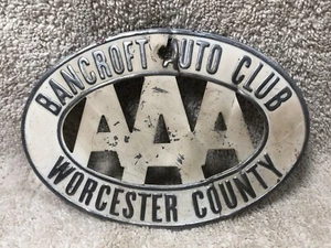 vintage AAA Bancroft Auto Club License Plate Toppers WORCESTER MASSACHUSETTS - Picture 1 of 4