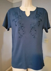 Vintage High Sierra T-Shirt Womens Medium Blue with piping design accents - Picture 1 of 6