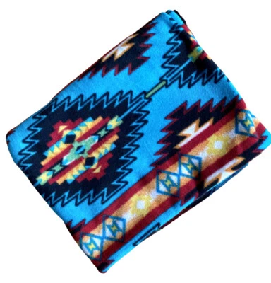 Manta de cama ZooFleece azul suroeste azteca tribal americana 50X60" Foto 1 de 4