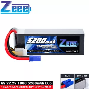 Zeee 6S Lipo Akku Batterie 22,2V 100C 5200mAh EC5 für RC Car Flugzeug FPV Truck - Bild 1 von 8