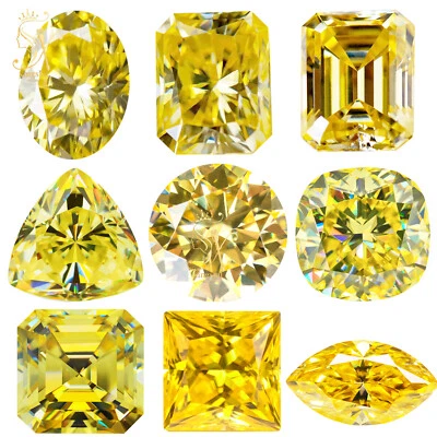 Lemon Yellow Loose Moissanite Stone GRA Certificated Gemstones DIY Necklace Ring - Image 1 of 4