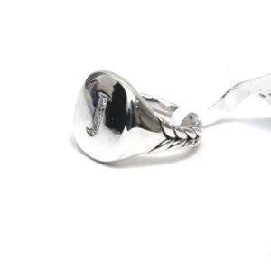 New DAVID YURMAN Pave Initial Letter J Pinky Ring in Diamond & Silver Size 3.5 - Picture 1 of 9