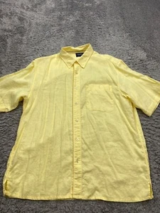 Indigo Palms Tommy Bahama Shirt Men XL Yellow Linen Hawaiian Tropical Beach - Picture 1 of 8