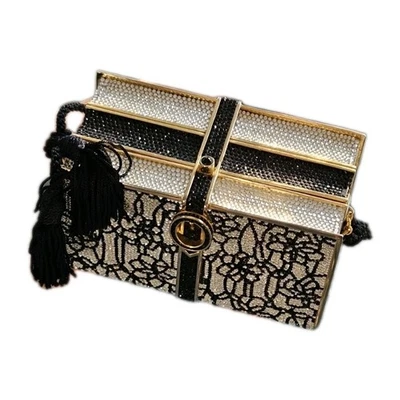 Bolso sin asas de hombro Judith Leiber libro de cristal de Swarovski negro Minaudiere 1995 Evc Foto 1 de 4