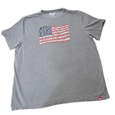 Camisa Coleman Hombre Gris Manga Corta Camiseta Bandera Americana Pesca Talla XL Foto 1 de 4