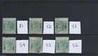 CYPRUS 1882 ½ on ½pi EMERALD GREEN CROWN CA ALL SIX SETTINGS USED SG 25/25c