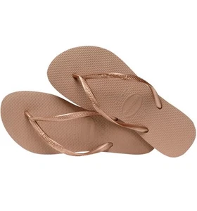 Havaianas Princess Rose Gold Flip Flops Women's SIZE 7/8 *Small Defect* - Picture 1 of 7