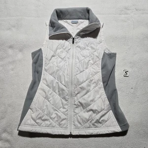 Columbia Gray White Full Zip Vest Jacket Quilted Puffer Adult Women's M Medium - Picture 1 of 8
