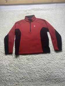 Spyder Mens Large Core Sweater Black Red Fleece Outdoors Lined Zip Up Waffle - Picture 1 of 13