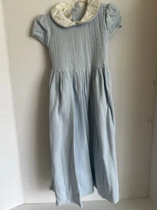 Strasburg Blue Smocked Sundress with Cowl Neck and Flutter Cap Sleeves 6Y - Picture 1 of 9