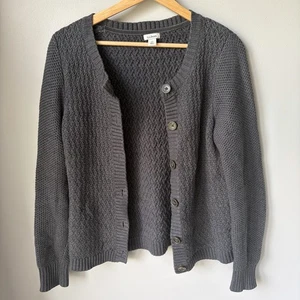 Cárdigan para mujer L.L gris frijol Petite XS 100 % algodón abotonado - Imagen 1 de 10