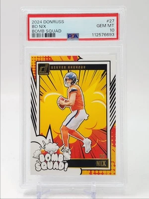 BO NIX 2024 DONRUSS BOMB SQUAD! ROOKIE BASE BRONCOS RC PSA 10 Q3414 - Image 1 of 2