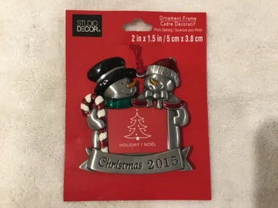 Árbol de Navidad Adorno Muñeco de Nieve y Mujer 2015 Marco de Fotos NUEVO Foto 1 de 2