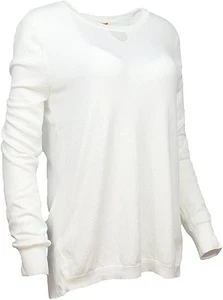 NWT One A Brand, Women Long Sleeve Keyhole Chiffon-Back Sweater White, Medium - Picture 1 of 1