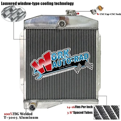 Radiador de aluminio para Jeep Willys 1955 2,2 L 3,7 L / Jeep CJ3 1959-71 CJ5 CJ6 MT Foto 1 de 4