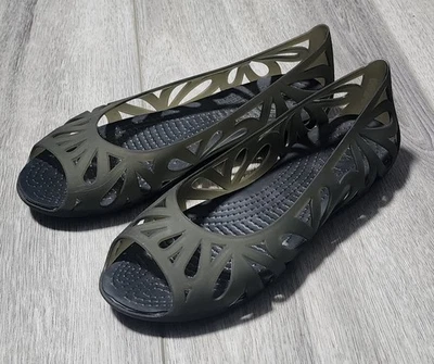 Crocs Adrina III Shoes Slip-on Olive Green Jelly Ballet Flats Women's Size 7 - Image 1 of 4