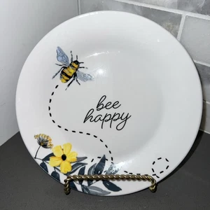 4 Royal Norfolk BEE HAPPY Mittagessen Salatteller 7,5" gelb Blumen Hummeln - Bild 1 von 5