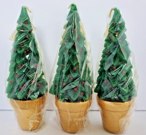 Set 3 candele profumate a forma di albero vintage 1995 in vaso rosso "bacche" NUOVE - Foto 1 di 6
