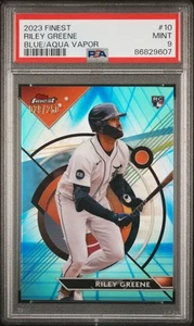 Topps Finest Riley Greene #10 Blue Aqua Vapor 2023 029/250 PSA 9 - Imagen 1 de 2