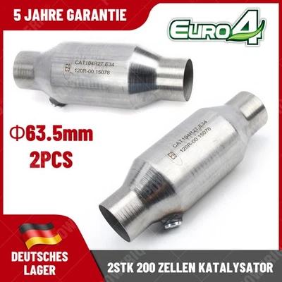 2pcs 200 Zellen Sport Katalysator Euro 4 101mm E mark E9 103R 63.5 mm