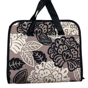 Vera Bradley Hanging Travel Cosmetic Organizer Roll Fold Up Floral Brown Bow - Picture 1 of 10