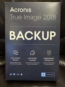 Acronis True Image 2018 For 3 PC/MAC Backup Software Perpetual License UNOPENED - Picture 1 of 4