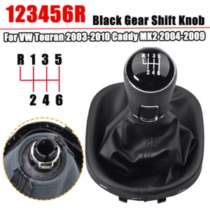 6 Speed For VW Touran 2003-2010 Caddy 2004-2009 Black Shift Knob Gaiter Boot - Picture 1 of 5