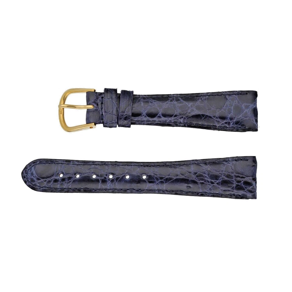 Correa de reloj corta con hebilla de 18 mm/14 mm de cocodrilo genuino deBeer azul marino/gris/verde Foto 1 de 1