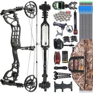20-70lbs Compound Bow Dual-use Arrows Ball Hunting Archery Fishing Target RH LH - Picture 1 of 16