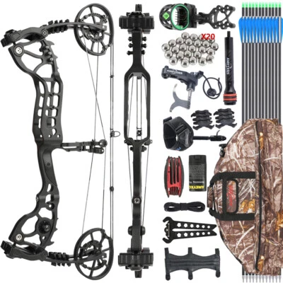 20-70lbs Compound Bow Dual-use Arrows Ball Hunting Archery Fishing Target RH LH - Image 1 of 4