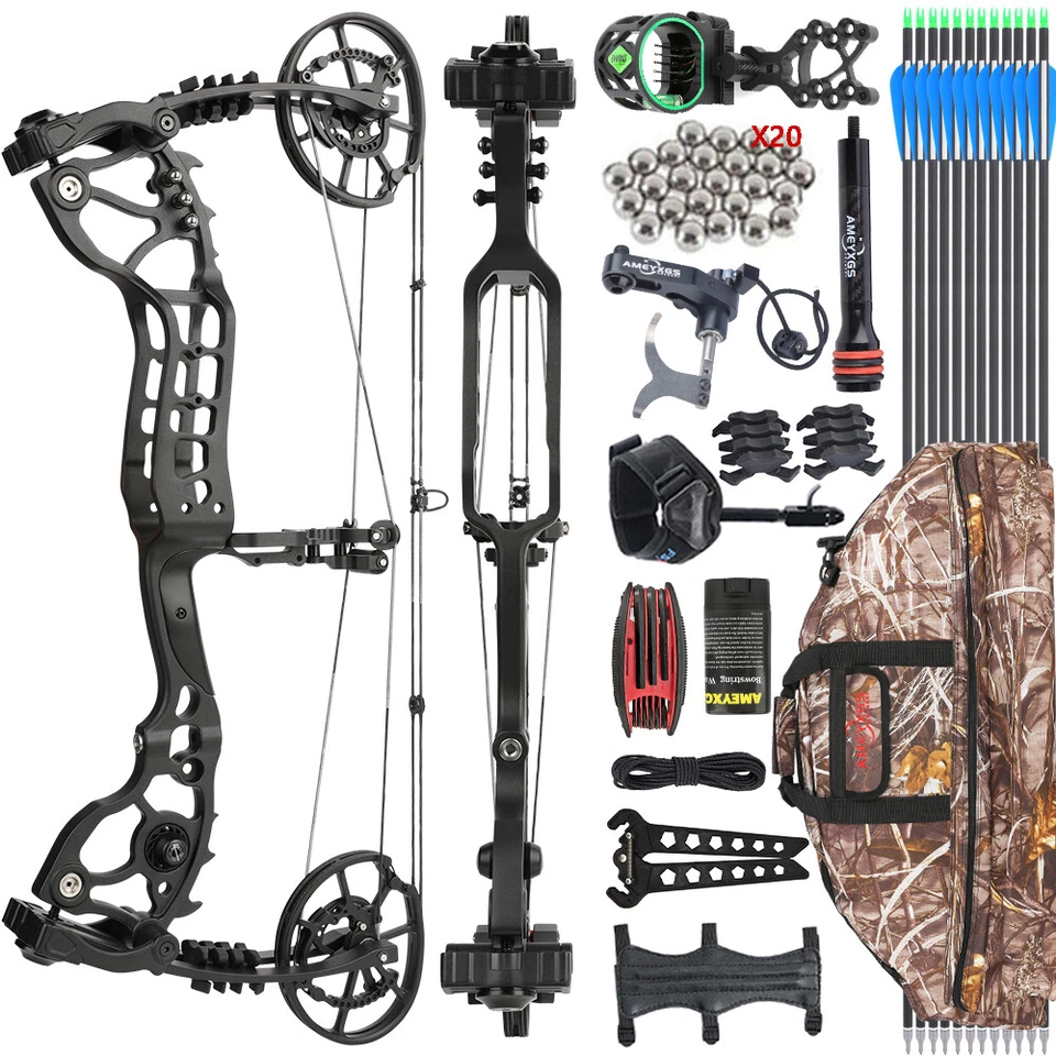 20-70lbs Compound Bow Dual-use Arrows Ball Hunting Archery Fishing Target RH LH - Image 1 of 4