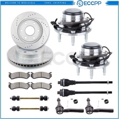 Front Suspension Wheel Hub Bearing + Brake Rotor Pad For 1999-06 GMC Sierra 1500 - Image 1 of 4