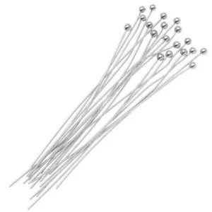 200 Silver Plated Brass BALL END HEAD Pins 2 inch 24 gauge No Lead No Nickel - Picture 1 of 2