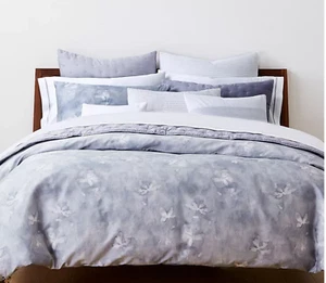 Veras Wang Ghost Flower Silky Sateen Queen Duvet Cover Blue Lavender - Picture 1 of 4