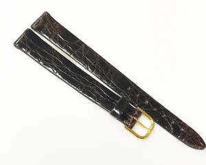 Banda de reloj Hadley Roma cuero de cocodrilo genuino tono marrón hebilla dorada 11 mm - Imagen 1 de 5