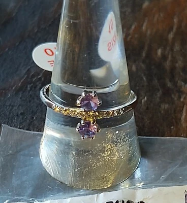 Bomb Party - Wanderlust - RBP2206 Brite amethyst & white topaz on solid SS-sz 10 - Image 1 of 3