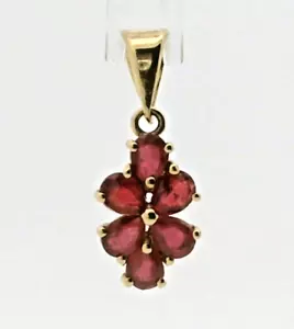 9ct Yellow Gold Pendant Ruby Stones Prong Setting Size 20mm x 8mm - Picture 1 of 8