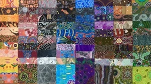 80 Aboriginal Australian Design quilting cotton fabric 5 inch squares #98 - Picture 1 of 3