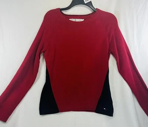 Tommy Hilfiger Jeans Mujer Algodón Pull-over Rojo Suéter Talla L Muy Suave LS - Imagen 1 de 10