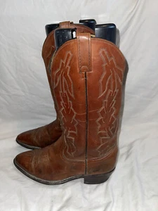 DAN POST MARLBORO SZ 9.5 D BROWN LEATHER COWBOY WESTERN BOOTS P2551 - Picture 1 of 11