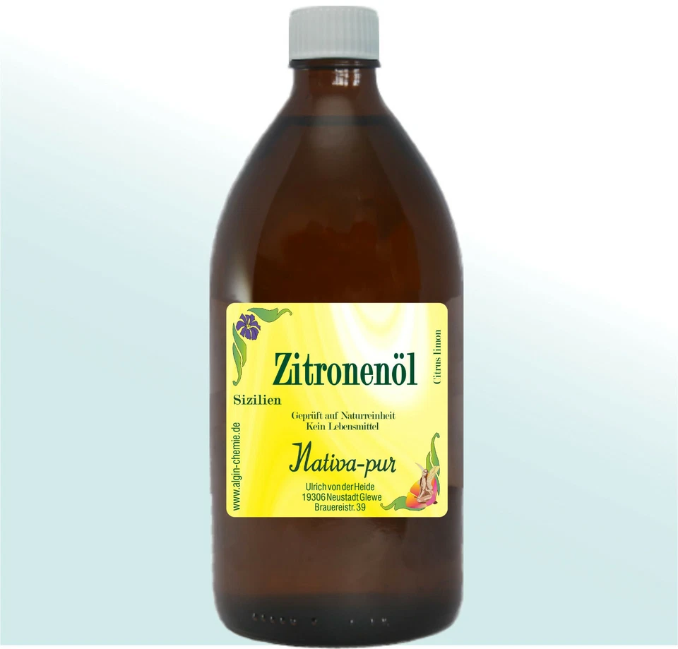 NATIVA PUR Citronenöl Zitronenöl 100 ml Glastropfflasche kalt gepresst 100%Natur