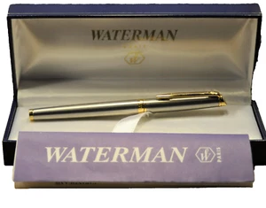 "Waterman" Hémisphère Essential c.2002's Chrome> Fountain pen "M" nib w/box - Picture 1 of 19