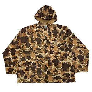 Vintage Hodgman Camo Hunting Jacket Waterproof Full Zip Hooded Raincoat S Brown - Picture 1 of 11