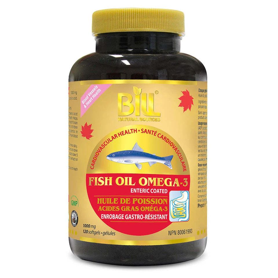 Bill Natural Sources Enteric Coated Fish Oil 1000mg Cardio 120 Softgels NEW - Image 1 of 1