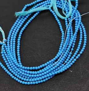 Natural Arizona Turquoise Beauty Round Beads 3mm 8inch Strand For Jewelry Making - Picture 1 of 5