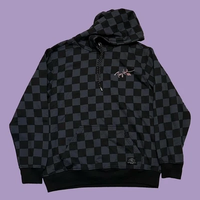 Sudadera con Capucha De Colección Y2K Patinador Grunge Ropa de Calle Tony Hawk Cuadros AOP Pequeña Spellout Talla L Foto 1 de 4