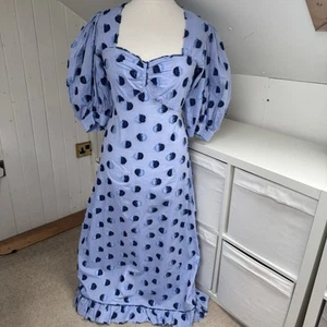 Evi Grintela Dress Size M NEW Blue Polka Dot Long Puff Sleeve Vanessa RRP £475 - Picture 1 of 13